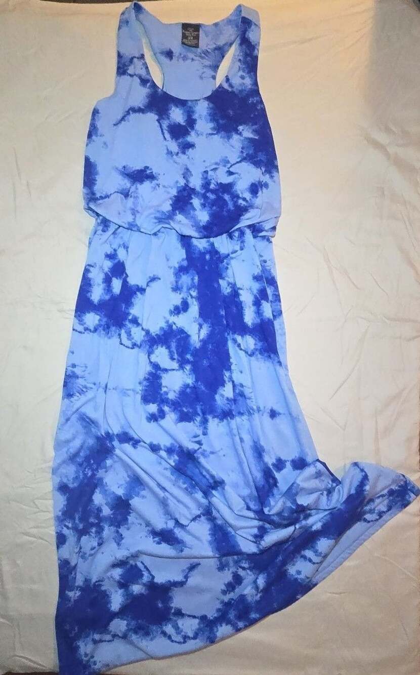 Faded Glory Maxi Dress Size S (4-6) Blue Tie Dye Sleeveless Racerback